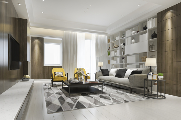 3d-rendering-loft-luxury-living-room-with-yellow-armchair-with-bookshelf